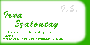 irma szalontay business card